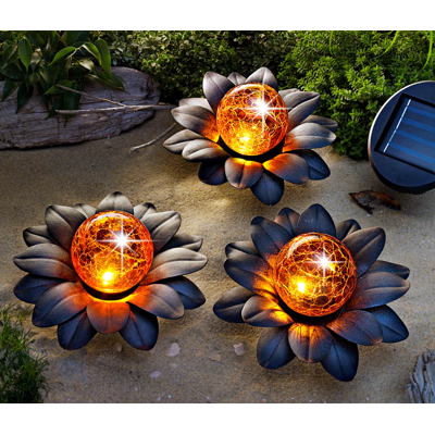 Solárna dekorácia lotosový kvet, 3 kusy | ROSSY.sk